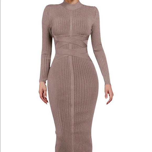 Dresses & Skirts - Midi bandage dress with high neckline. Never worn